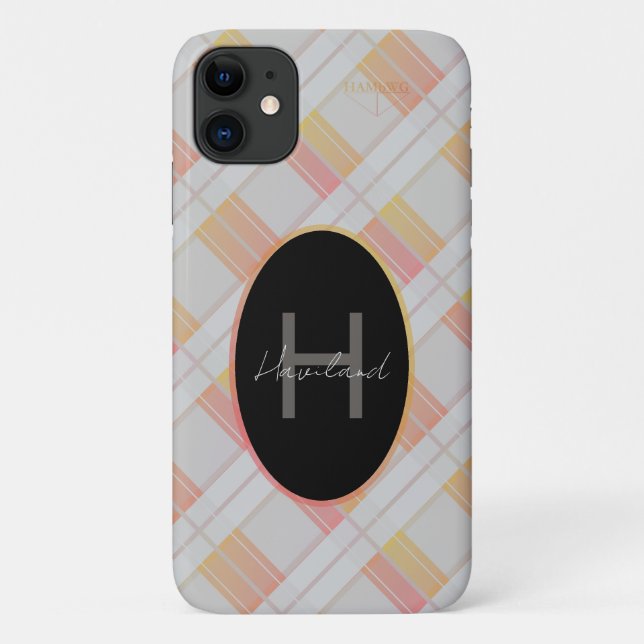 Funda De Case-Mate Para iPhone Estuche para iPhone monograma HAMbWG (Reverso)