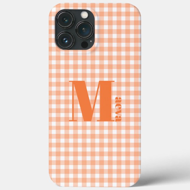 Funda De Case-Mate Para iPhone Estuche para iPhone naranja gingham Funda-Mate (Reverso )