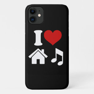 Funda Para iPhone 11 Estuche para iPhone negro con blanco "I Love House
