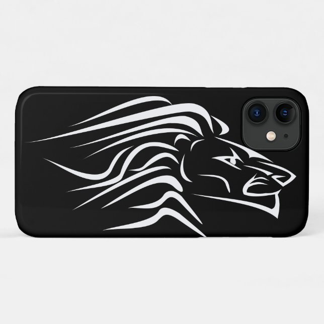 Funda De Case-Mate Para iPhone Estuche para iPhone negro con león en funcionamien (Reverso (horizontal))