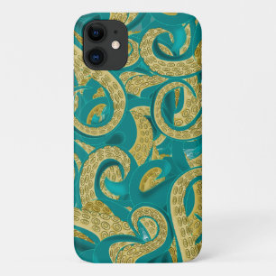 Funda Para iPhone 11 Estuche para iPhone Octopus verde azulado y Gold