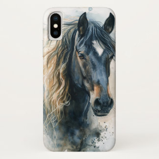 Funda Para iPhone X Estuche para iPhone para caballos negros con color