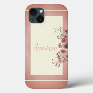 13 Estuche para iPhone para Funda de flores rosadas, 