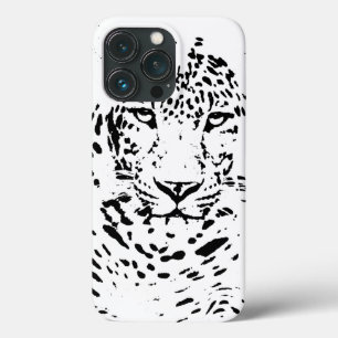 13 Pro Estuche para iPhone para Funda de leopardo negro y