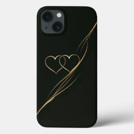 13 Estuche para iPhone para Funda negro de corazones 
