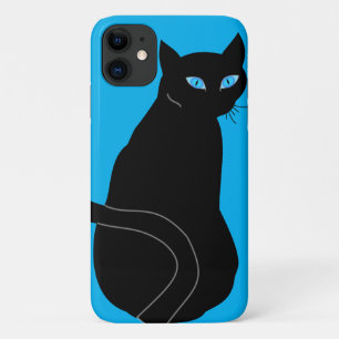 Funda Para iPhone 11 Estuche para iPhone para gato negro con ojos azule