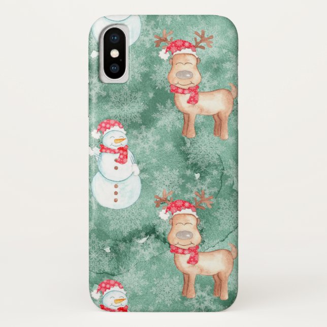 Funda De Case-Mate Para iPhone Estuche para iPhone para Snowman y Navidades renos (Reverso)
