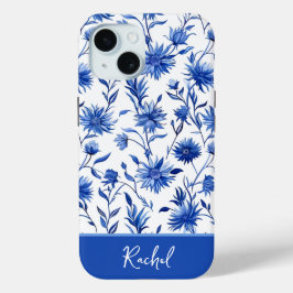Funda Para iPhone 15 Estuche para iPhone personalizado Blue Floral