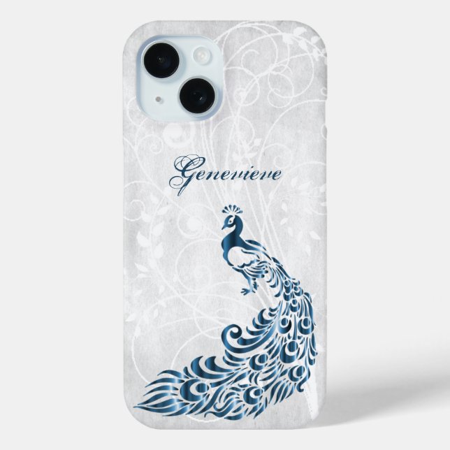 Funda De Case-Mate Para iPhone Estuche para iPhone personalizado Blue Peacock (Reverso )