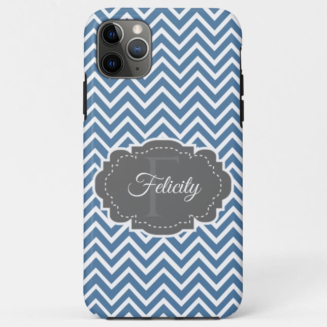 Funda De Case-Mate Para iPhone Estuche para iPhone personalizado de Blue Chevron (Reverso)