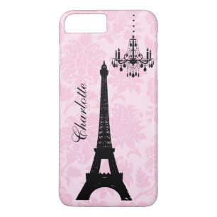 Funda Para iPhone 8 Plus/7 Plus Estuche para iPhone Pink Damask Eiffel Tower