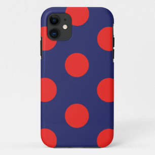 Funda Para iPhone 11 Estuche para iPhone Polka Dot Navy Blue & Red