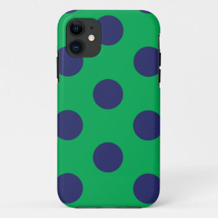 Funda Para iPhone 11 Estuche para iPhone Polka Dot Verde y Azul Marina