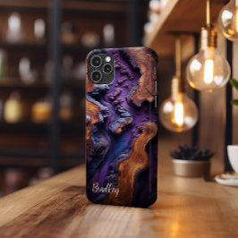 Funda Para iPhone 13 Pro Estuche para iPhone, Purple Resin, Burl Wood Desig