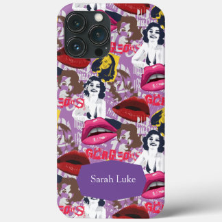 Funda Para iPhone 13 Pro Max Estuche para iPhone Purple Retro Pinup Collage Fun