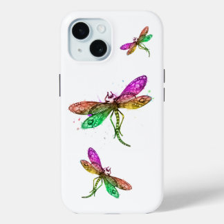 Funda Para iPhone 15 Estuche para iPhone Rainbow Dragonfly