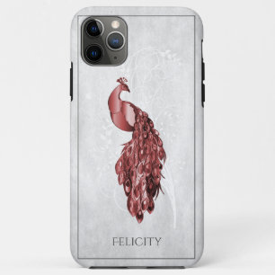 Funda Para iPhone 11 Pro Max Estuche para iPhone Red Elegant Peacock Funda-Mate