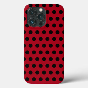 Funda Para iPhone 13 Pro Estuche para iPhone rojo con puntos de polka negro
