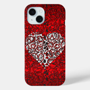Funda Para iPhone 15 Estuche para iPhone rojo del patrón del corazón de