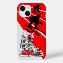 Funda Para iPhone 15 Estuche para iPhone Rojo Ski Boot