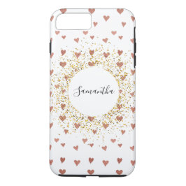 Funda Para iPhone 8 Plus/7 Plus Estuche para iPhone Rosa Gold Purpurina de corazón