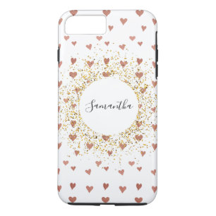 Funda Para iPhone 8 Plus/7 Plus Estuche para iPhone Rosa Gold Purpurina de corazón