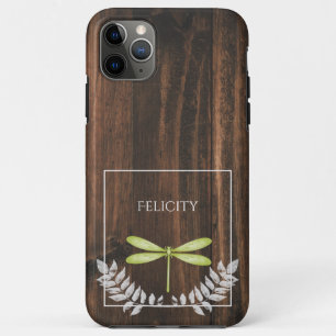 Funda Para iPhone 11 Pro Max Estuche para iPhone Rústico Green Dragonfly Funda-