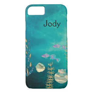 Funda Para iPhone 8/7 Estuche para iPhone Sea Design con conchas y peces