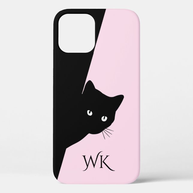 Funda De Case-Mate Para iPhone Estuche para iPhone Sly Black Cat Monograma Funda  (Reverso )