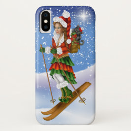 Funda Para iPhone X Estuche para iPhone Snow Skier para navidades