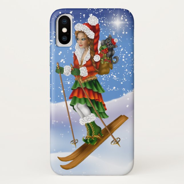 Funda De Case-Mate Para iPhone Estuche para iPhone Snow Skier para navidades (Reverso)