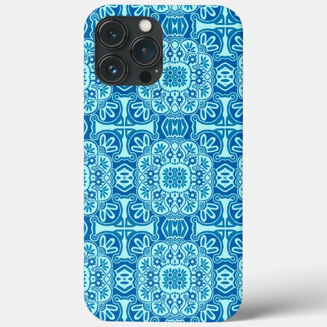 Funda De Case-Mate Para iPhone Estuche para iPhone tribal azul y turquesa (Reverso )