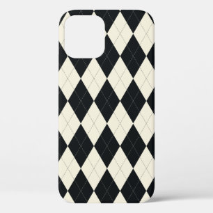 Funda Para iPhone 12 Estuche para iPhone universal de Argyle negro y bl