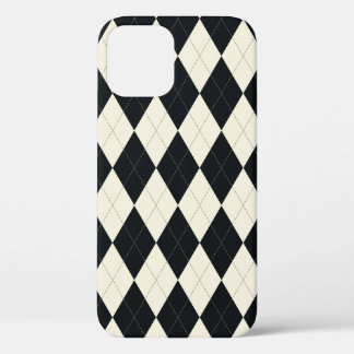 Funda Para iPhone 12 Estuche para iPhone universal de Argyle negro y bl