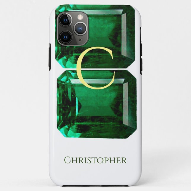 Funda De Case-Mate Para iPhone Estuche para iPhone verde faceteado Gemstone Emera (Reverso)