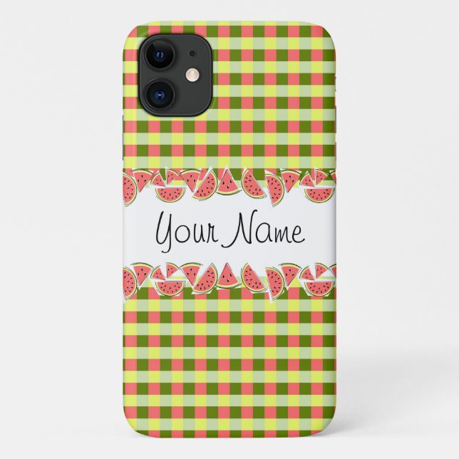 Funda De Case-Mate Para iPhone Estuche para iPhone Watermelon Check Classic Name (Reverso)