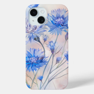 Funda Para iPhone 15 Estuche para teléfono acuático con cornflores azul