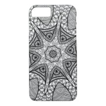 Estuche para teléfono celular de Mandala en blanco