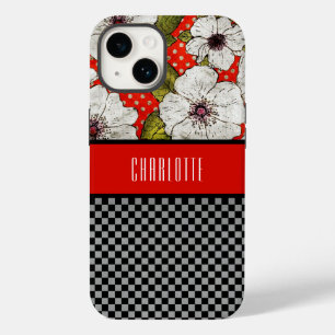 Funda Para iPhone 14 De Case-Mate Estuche para teléfono con flores rojas y negras