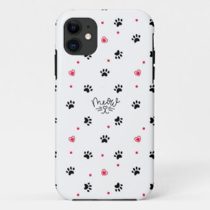 Funda Para iPhone 11 Estuche para teléfono de corazón y pepita de gato