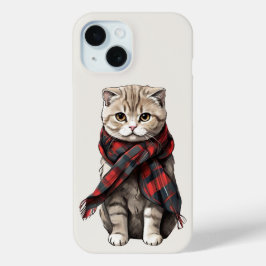Funda Para iPhone 15 Estuche para teléfono de gato plegado de Escocia