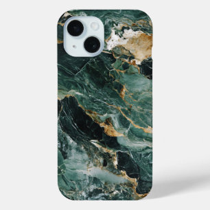 Funda Para iPhone 15 Estuche para teléfono de Mármol verde de los bosqu