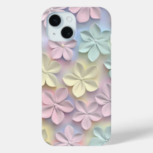 Funda Para iPhone 15 Estuche para teléfono floral Pastel 3D