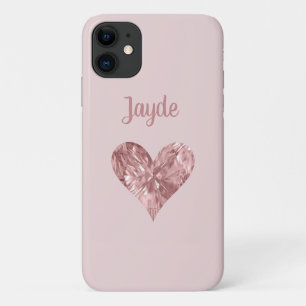 Funda Para iPhone 11 Estuche para teléfono móvil Rosa Crystal Heart