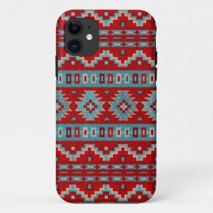Funda Para iPhone 11 Estuche para teléfono rojo y turquesa del suroeste
