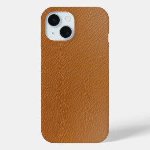 Funda Para iPhone 15 Estuche para teléfono texturizado de cuero marrón 