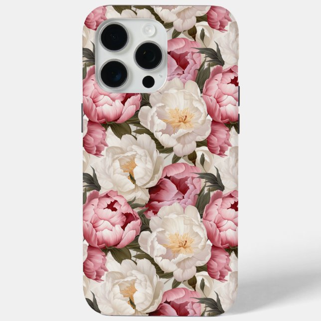 Funda De Case-Mate Para iPhone Estuche Peony Blossoms Floral Designer para iPhone (Reverso )