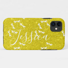 Funda Para iPhone 11 Estuche personalizado con purpurina y libélulas pa