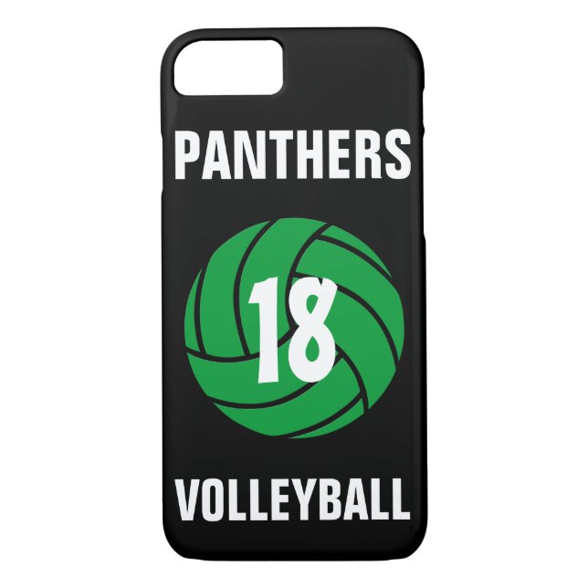 Funda De Case-Mate Para iPhone Estuche personalizado Green Volleyball Number & Te (Reverso)