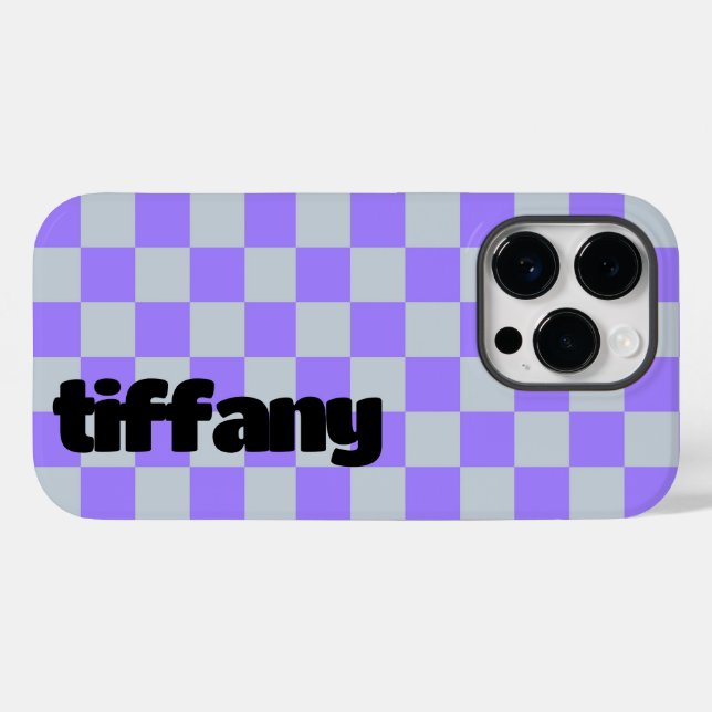 Funda De Case-Mate Para iPhone Estuche Purple Checkered Phone (Reverso (Horizontal))